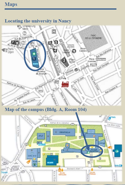 Maps of Nancy and UL Campus